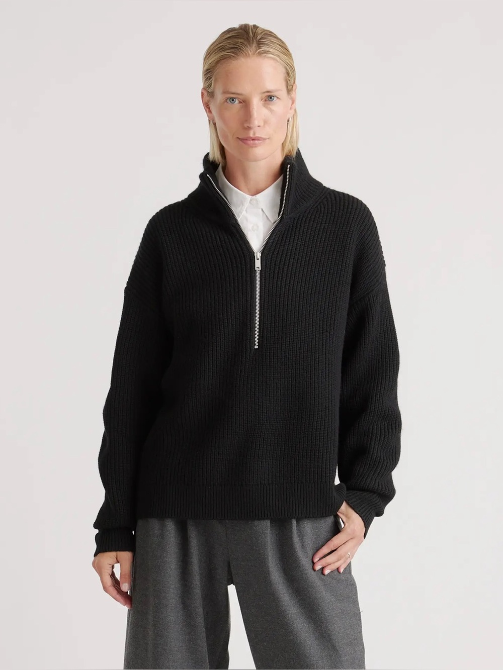 Quince Australian Merino Wool Half Zip Sweater